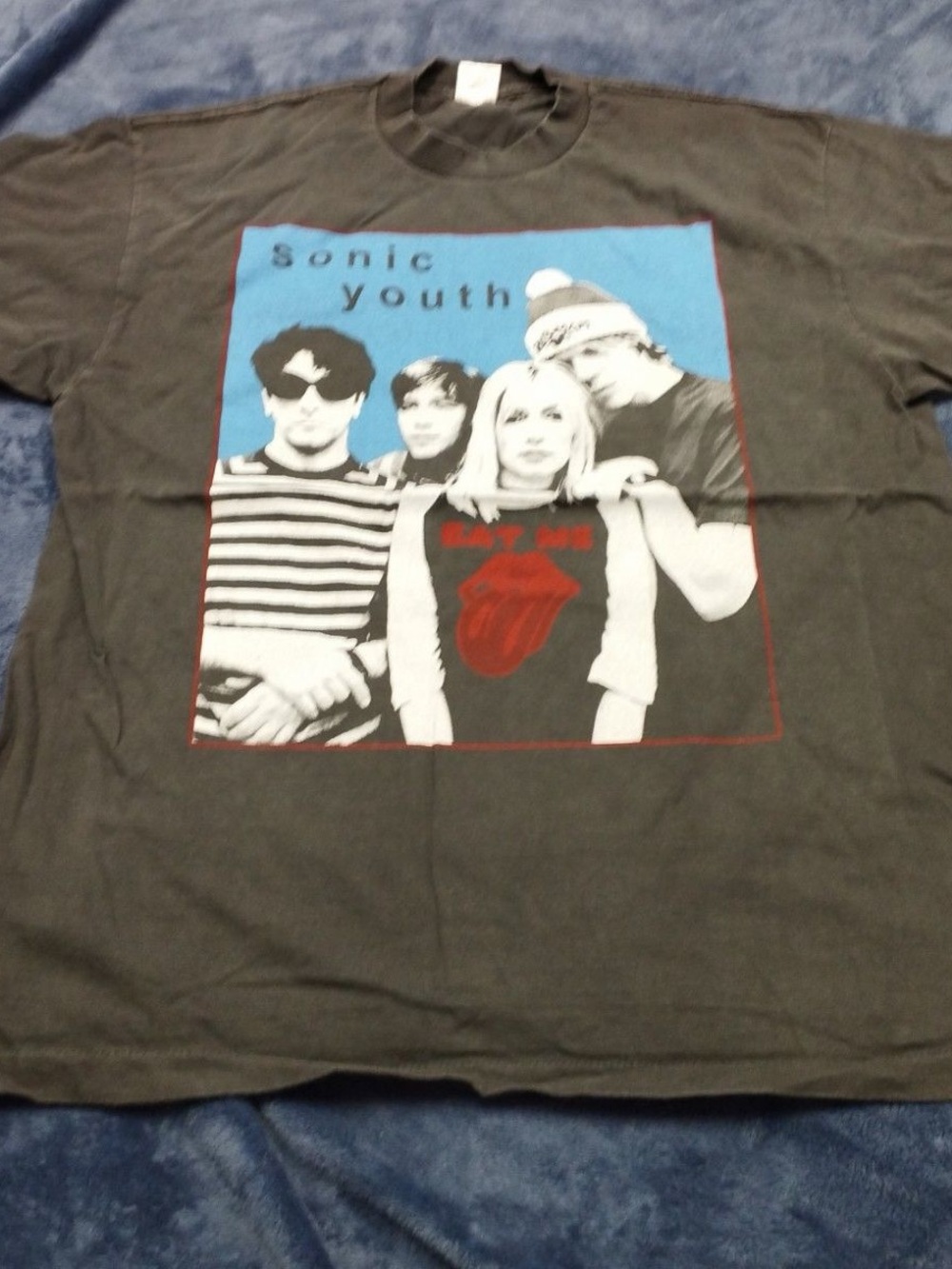 Fruit of the Loom Black Kids Graphic Tee with Blue and Red Print